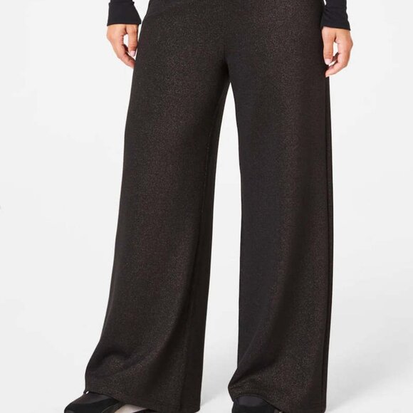 NWT Spanx Air Essentials Wide Leg Pants Very Black Gunmetal L - Picture 1 of 6